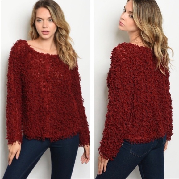 Private Label Sweaters - NWOT Beautiful Red/Cranberry Long Sleeve Popcorn Sweater